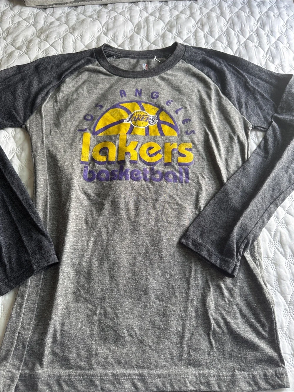NBA Los Angeles Lakers Gray and Purple Youth Long Sleeve Shirt